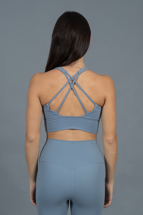 Back Strap Bra Grey Blue