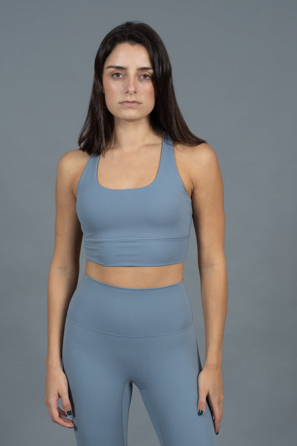 Back Strap Bra Grey Blue