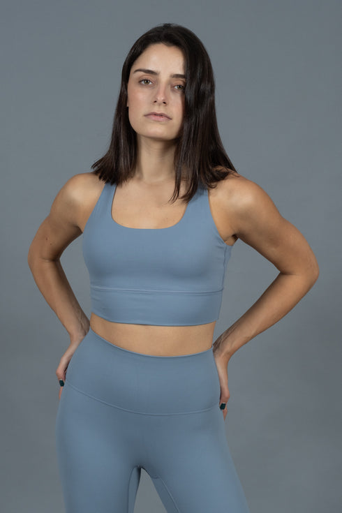 Back Strap Bra Grey Blue