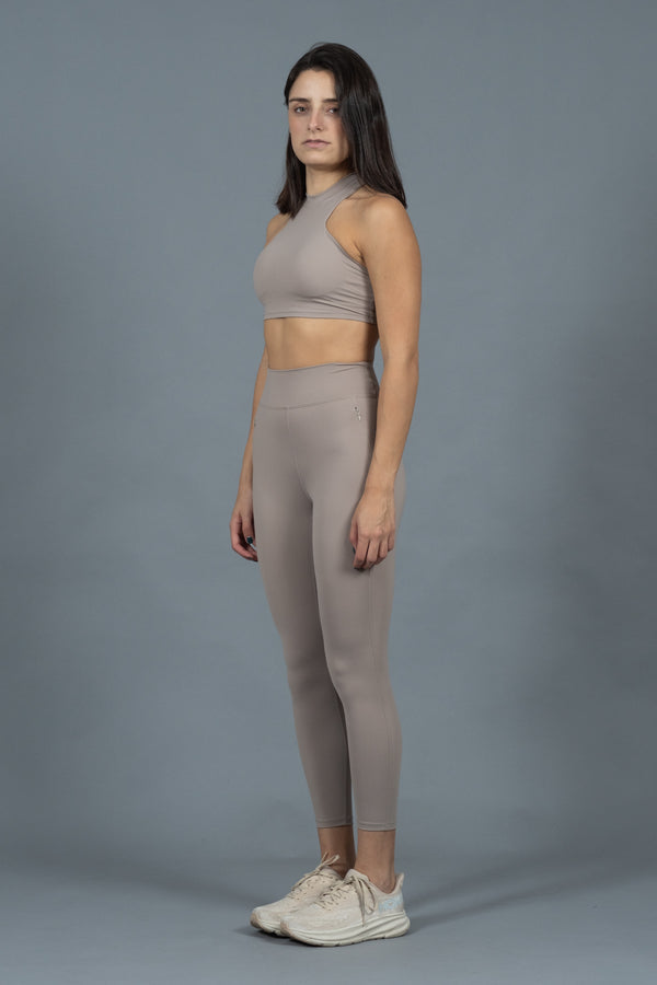 High Waist Zipper Pocket Legging Khaki