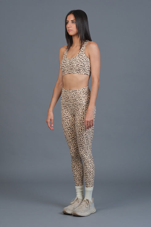 Move Pocket High25 Almond Abstract Leopard Legging
