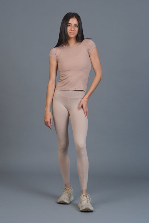 EQMT Plush Cap Sleeve Tee Taupe