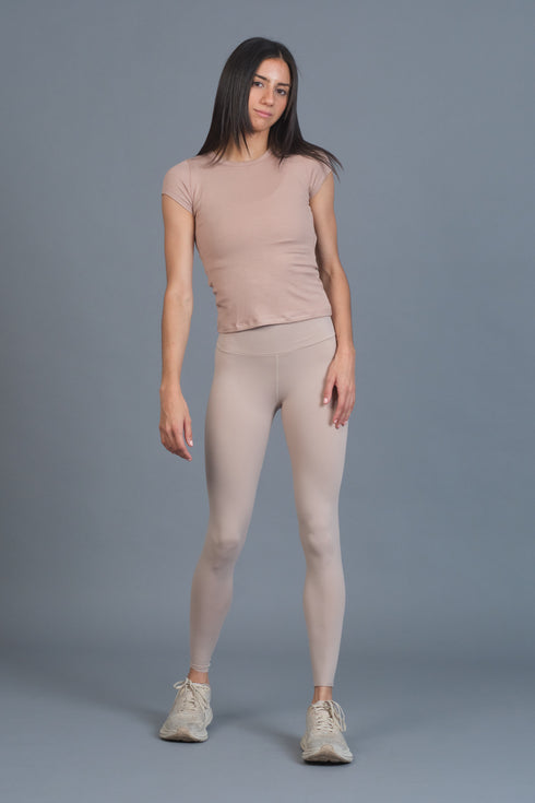 EQMT Plush Cap Sleeve Tee Taupe